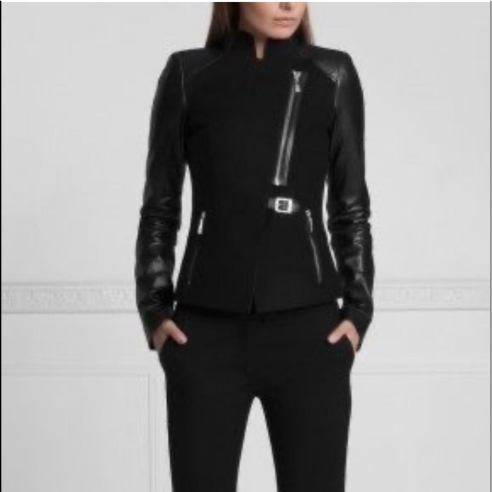 Anne Fontaine Leather and Wool Jacket